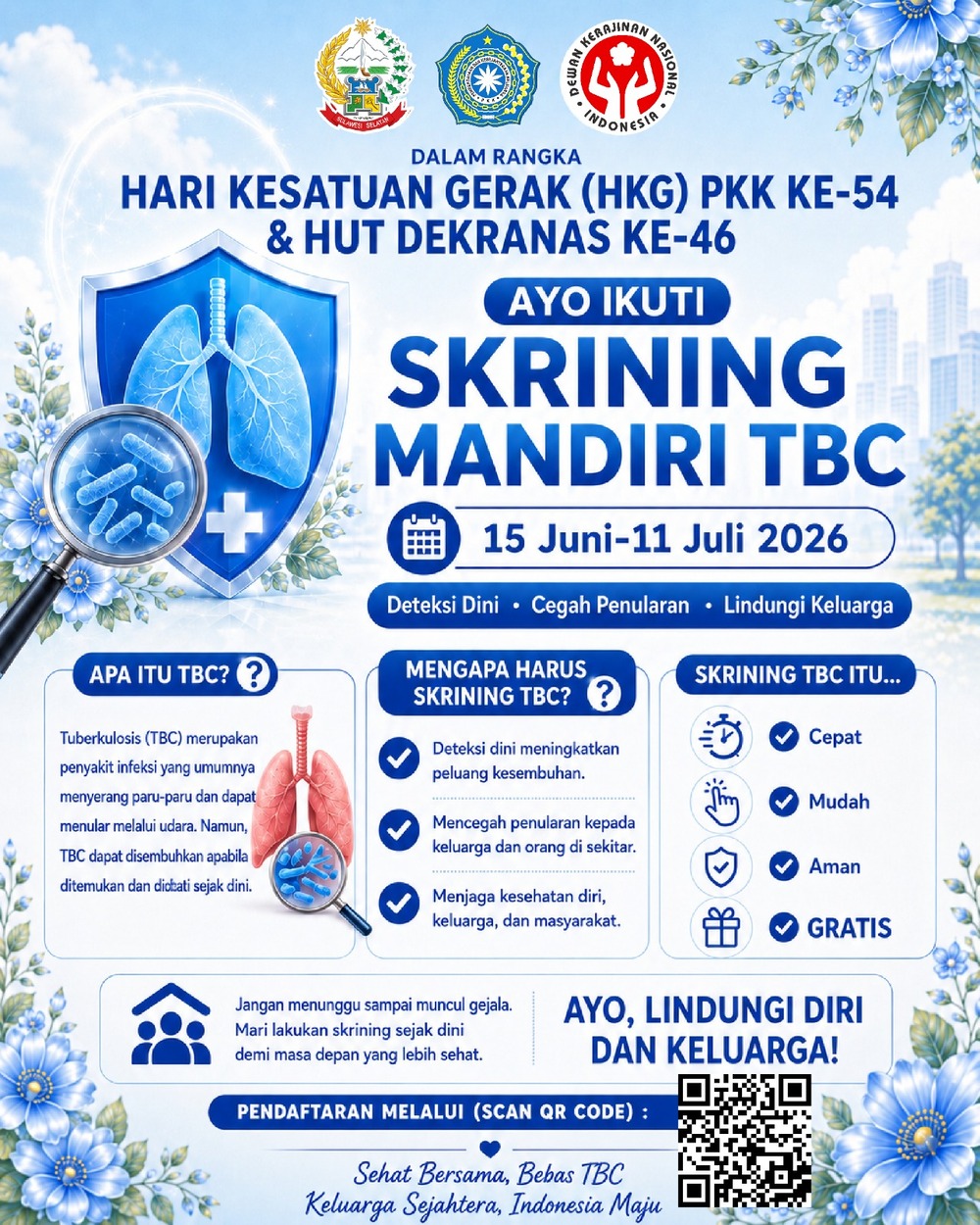 Peringatan HKG PKK dan Dekranas di Sulsel Ajak Warga Lakukan Skrining Mandiri TBC